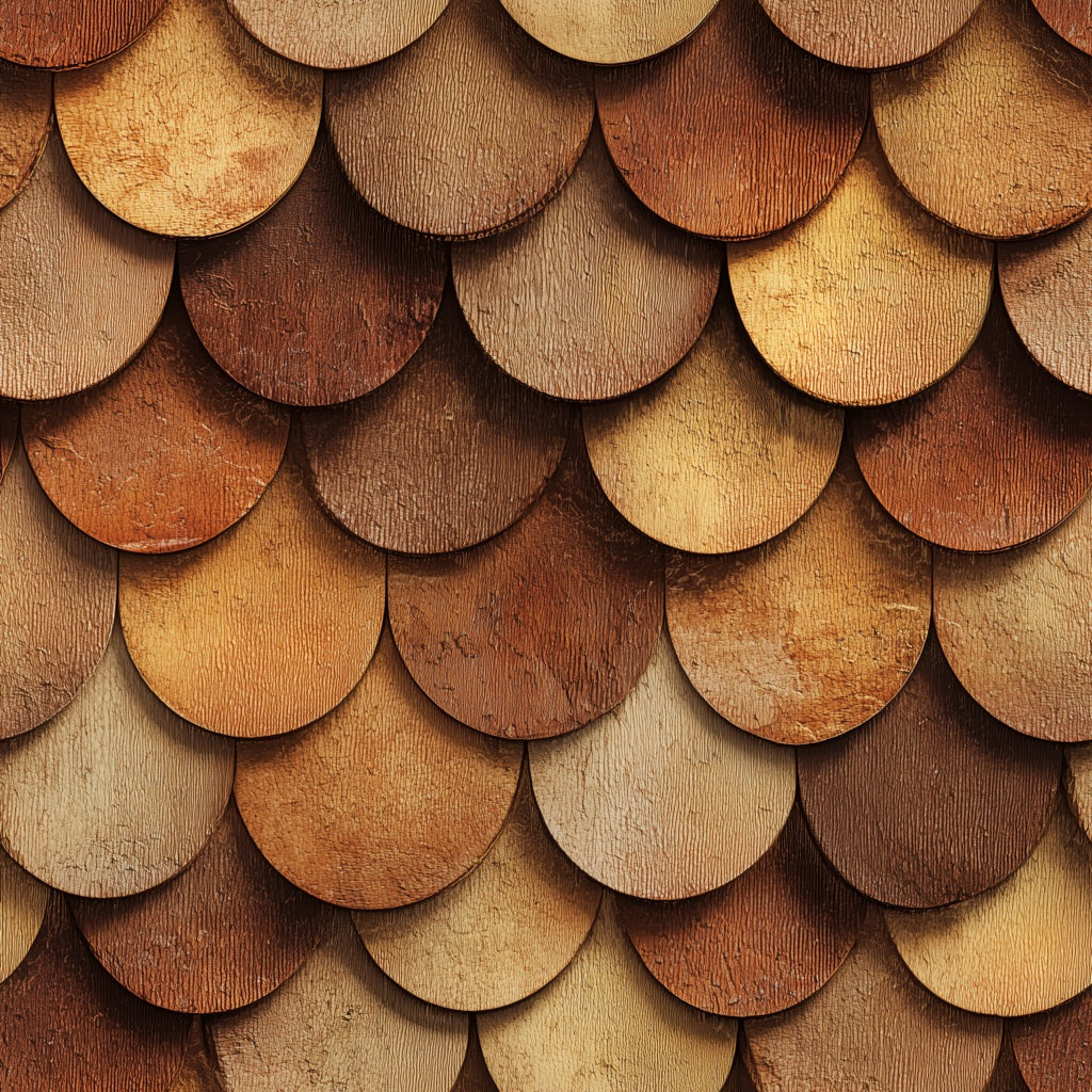 Rustic Wood Wallpaper Scallop Shingles Fish Scale Pattern Removable Wall Decor pattern artwork