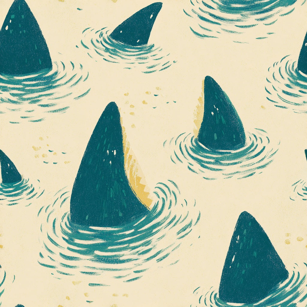 Shark Fins Wallpaper Ocean Removable Water Ripples Wall Decor pattern artwork