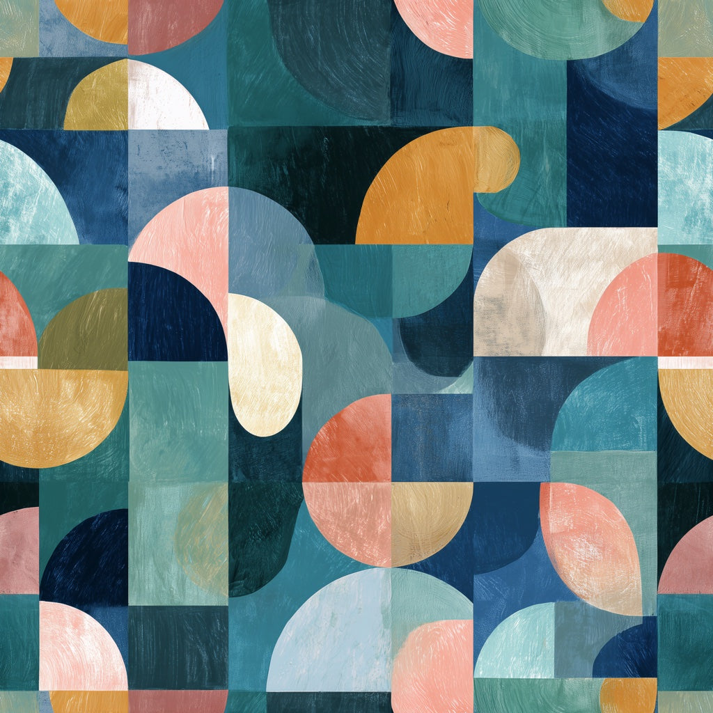 Mid-Century Modern Wallpaper Geometric Removable Abstract Wall Decor pattern artwork
