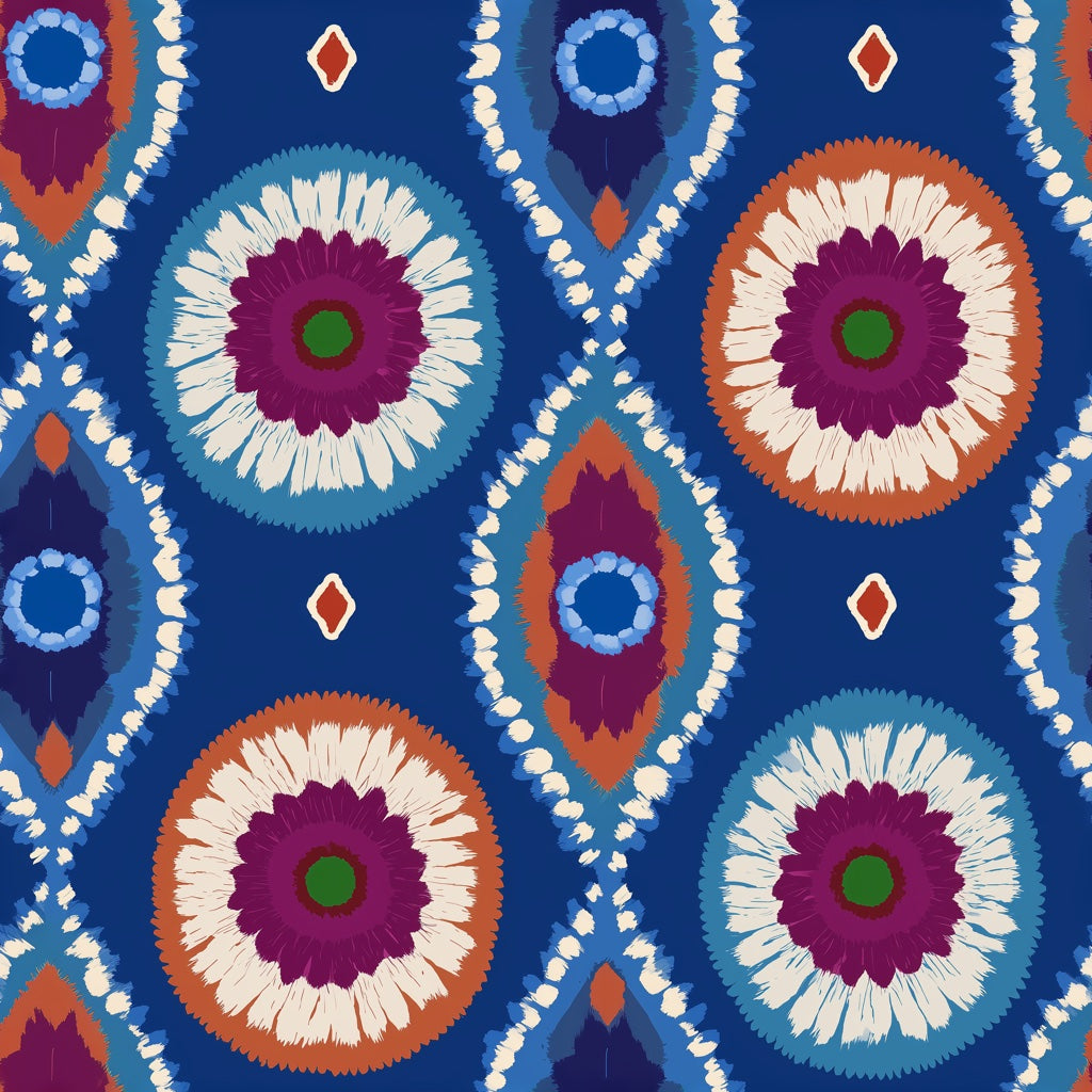 Bohemian Medallion Wallpaper Moroccan Inspired Ikat Tie Dye Effect Removable Wall Decor pattern artwork