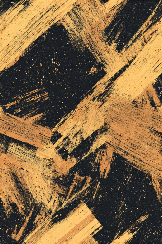 Dark Abstract Wallpaper Black Background Removable Gold Ochre Brushstrokes Wall Decor pattern artwork