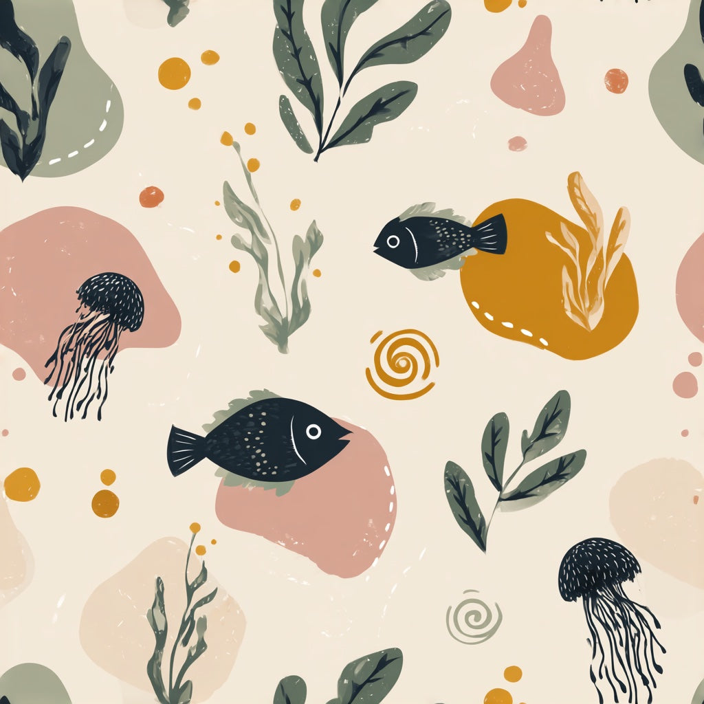 Underwater Wallpaper Sea Life Removable Fish Wall Decor pattern artwork