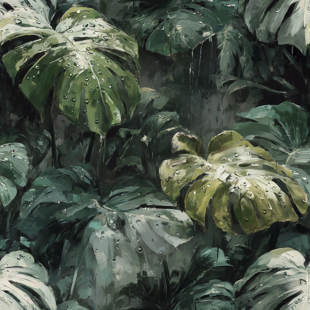 Tropical Leaves Wallpaper Rainforest Removable Botanical Wall Decor pattern artwork
