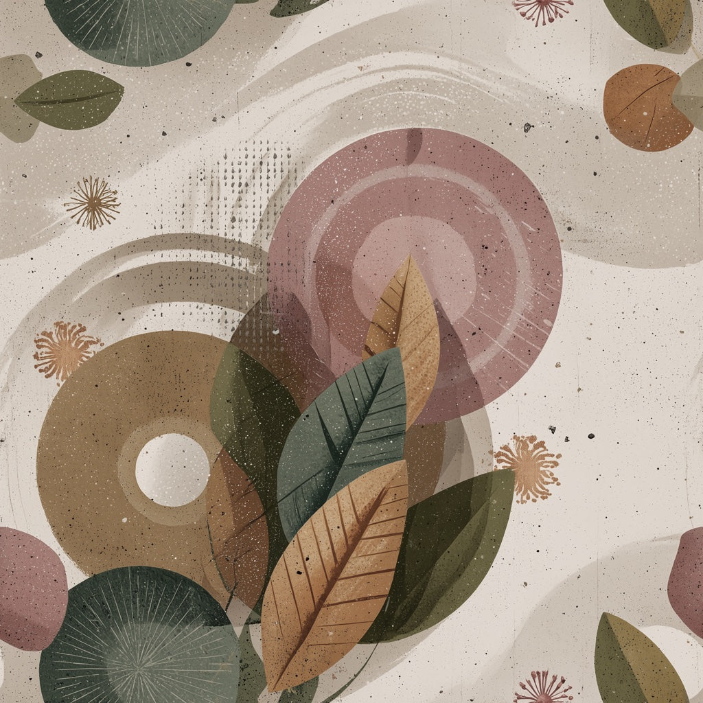 Retro Abstract Wallpaper Geometric Leaves Pattern Wall Mural pattern artwork