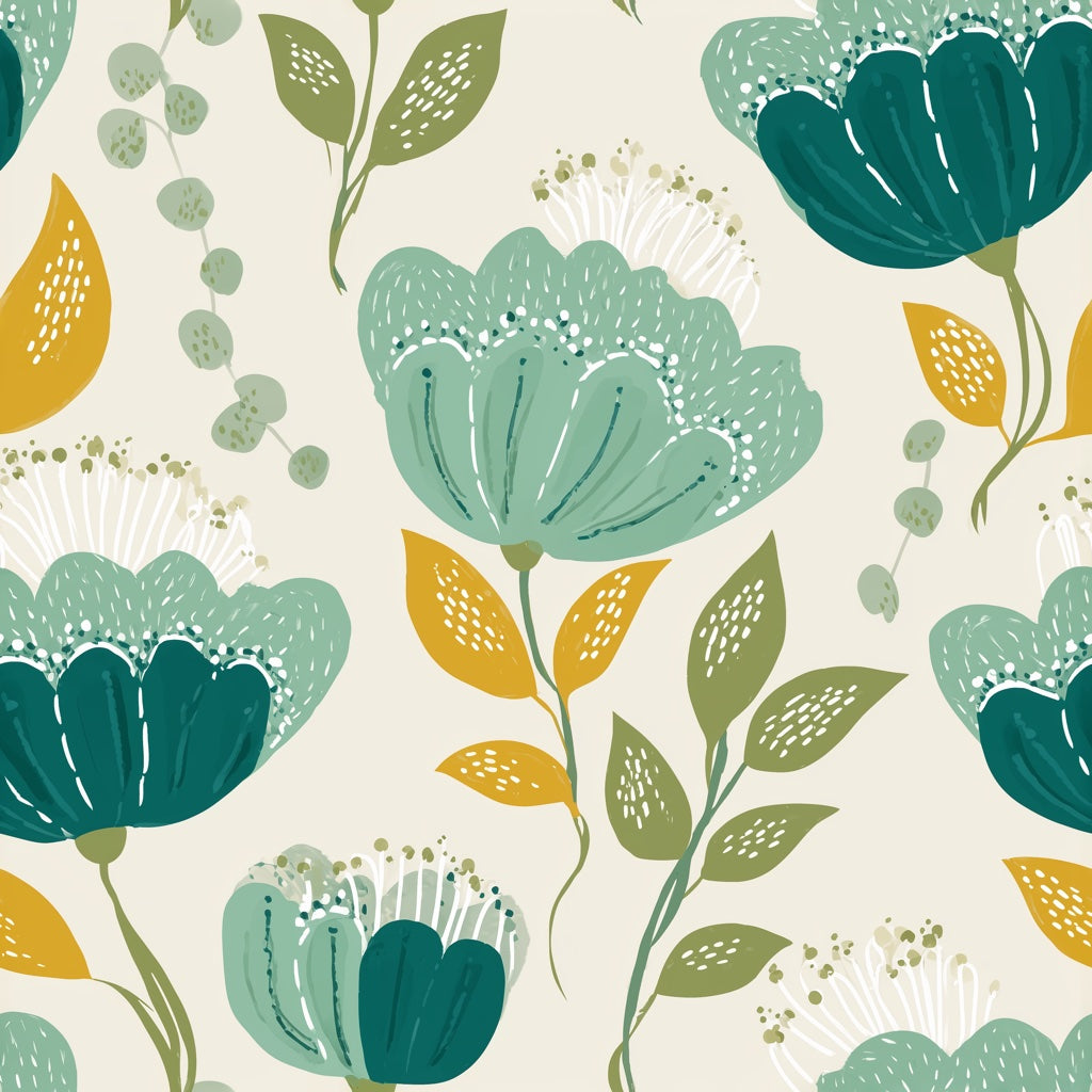 Botanical Wallpaper Scandinavian Removable Bright Wall Decor pattern artwork