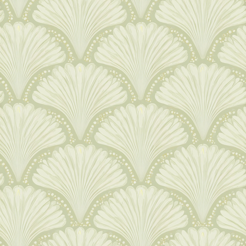 Art Deco Wallpaper Fan Motif Removable Ginkgo Leaf Wall Decor pattern artwork