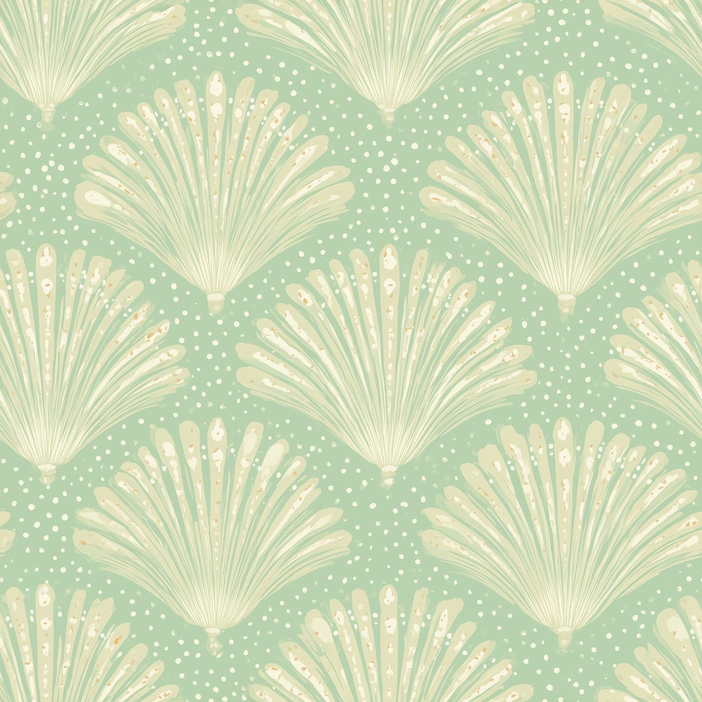 Fan Palm Wallpaper Botanical Seafoam Green Decorative Mural pattern artwork