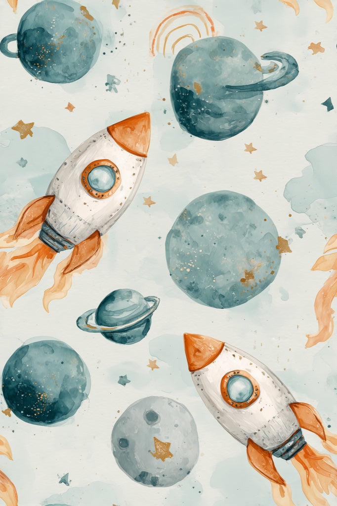 Watercolor Wallpaper Space Removable Kids Nursery Wall Decor pattern artwork