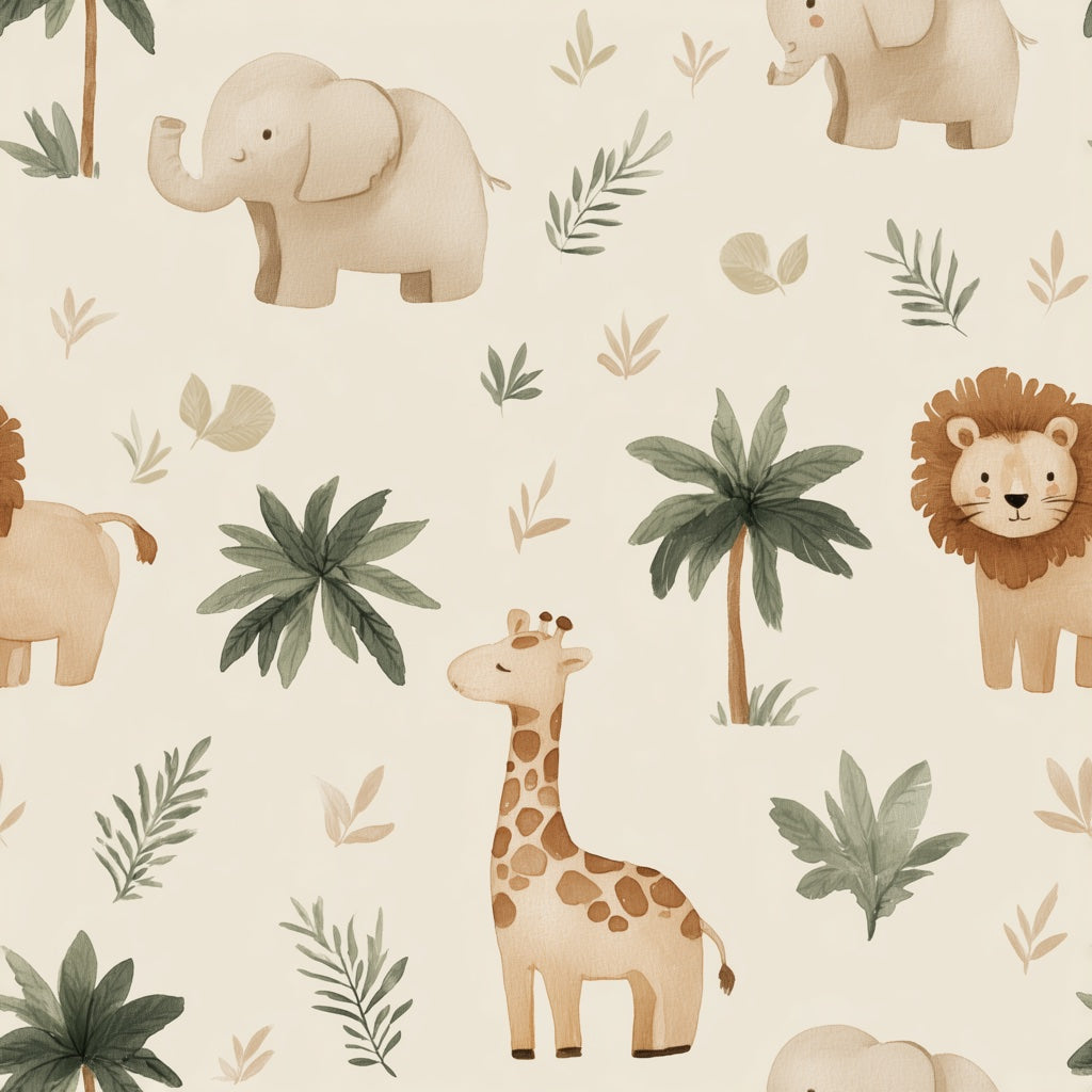 Watercolor Texture Wallpaper Safari Animals Tropical Removable Wall Decor pattern artwork