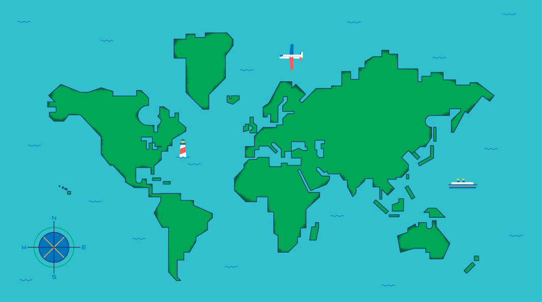 Bright Blue Kids World Map Wall Mural pattern artwork
