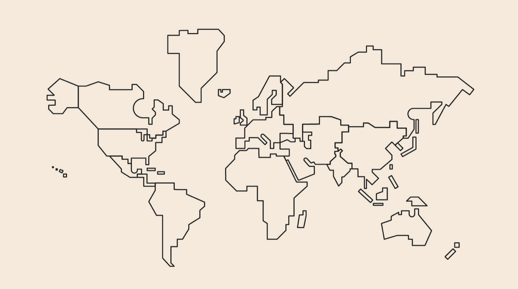 Beige Minimalist Outline World Map Wall Mural pattern artwork