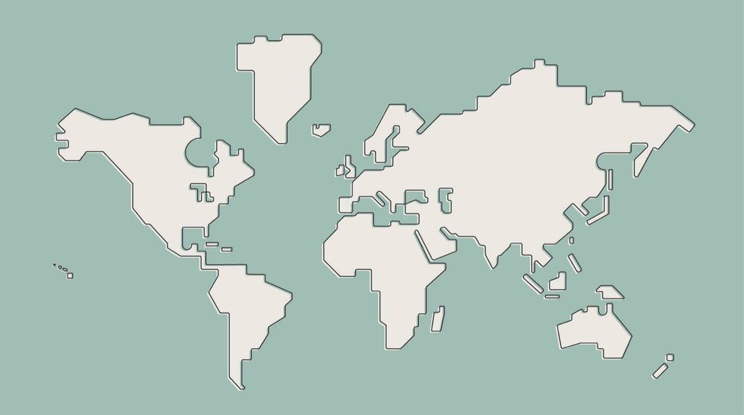 Teal Minimalist World Map Wall Mural pattern artwork