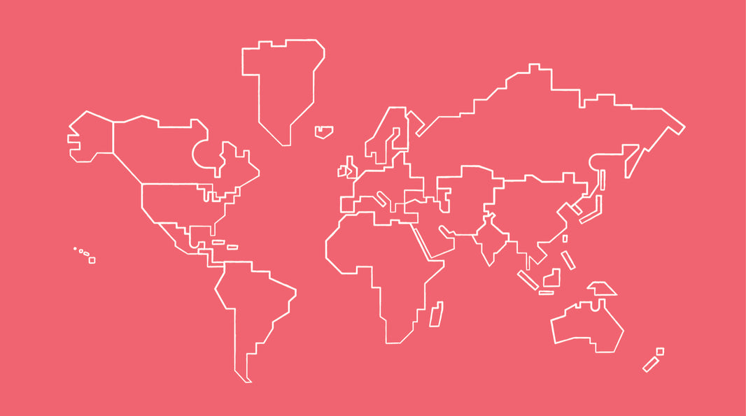 Soft Coral Pink World Map Outline Wall Mural pattern artwork