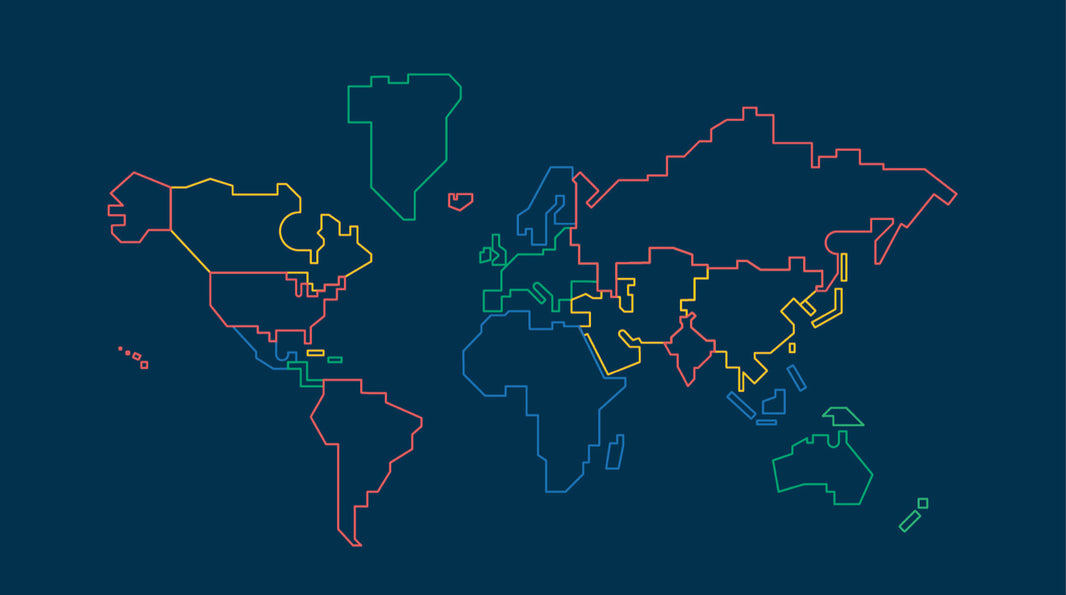 Navy Blue Multicolor World Map Wall Mural pattern artwork