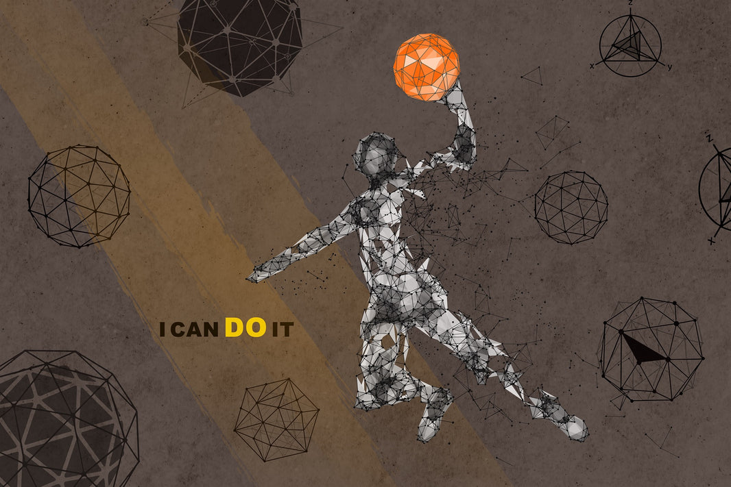 Geometric Basketball Player Abstract Wall Mural pattern artwork