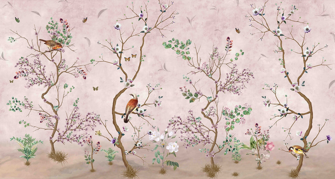 Chinoiserie Bird Branches Wallpaper Vintage Wall Mural pattern artwork