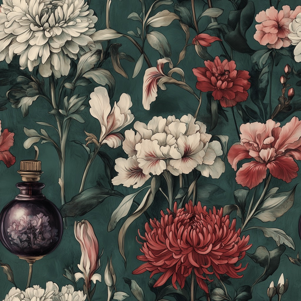 Dark Vintage Burgundy Floral Wallpaper pattern artwork