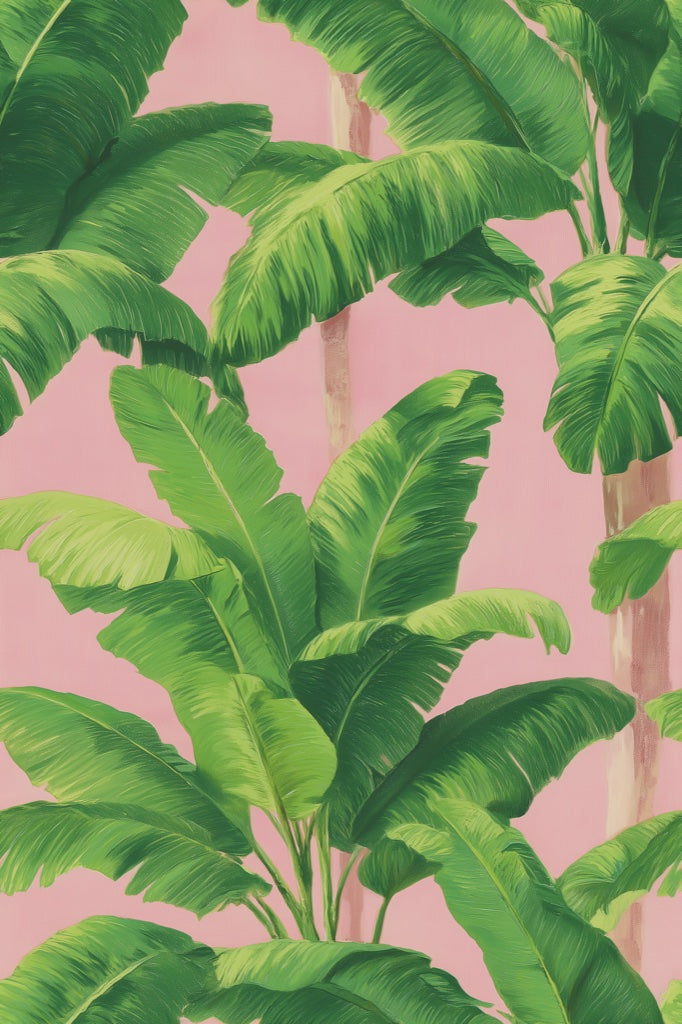 Soft Pink Tropical Palm Leaf Wallpaper pattern artwork