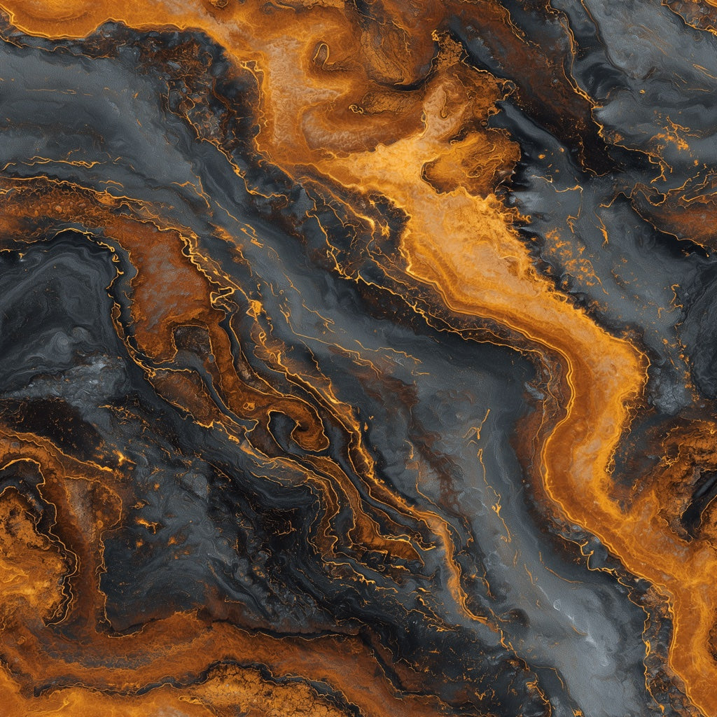 Molten Gold Look and Charcoal Abstract Marble Wallpaper pattern artwork