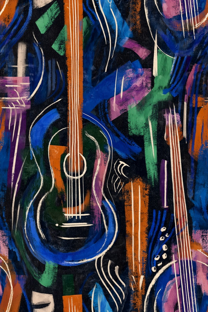 Vibrant Multicolor Abstract Guitar Pattern Wallpaper pattern artwork