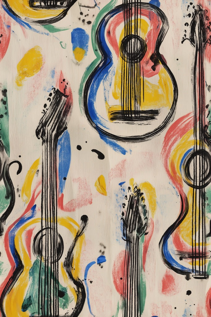 Multicolor Abstract Guitar Pattern Wallpaper pattern artwork