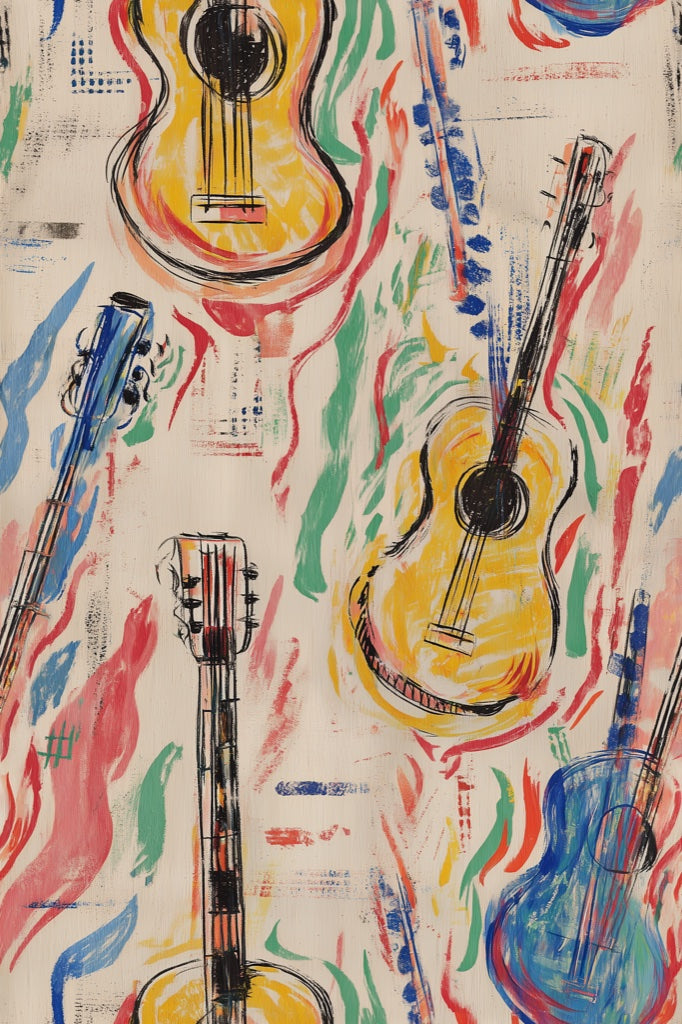 Multicolor Abstract Guitar Pattern Wallpaper pattern artwork