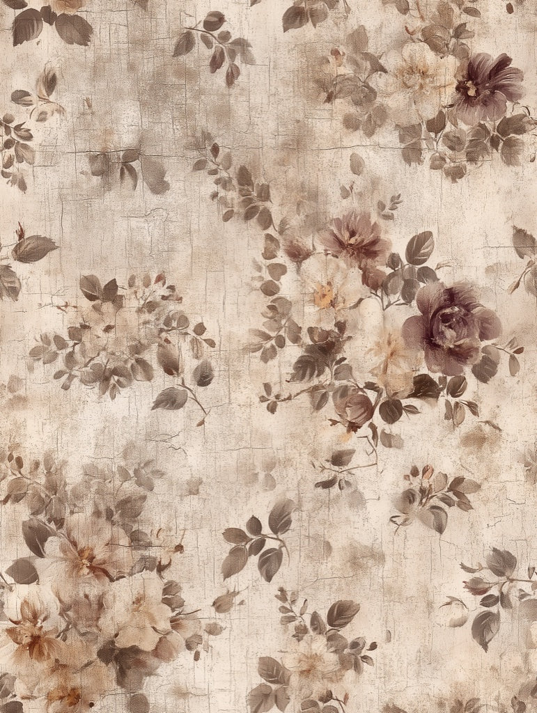 Beige Vintage Floral Rose Pattern Wallpaper pattern artwork