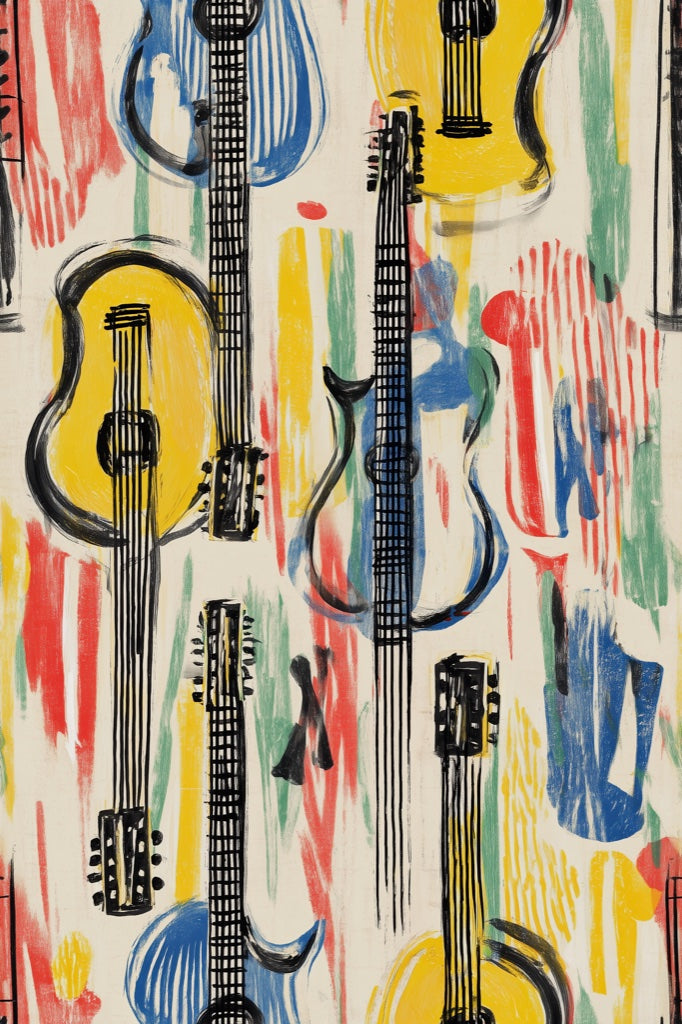 Vibrant Multicolor Guitar Abstract Wallpaper pattern artwork