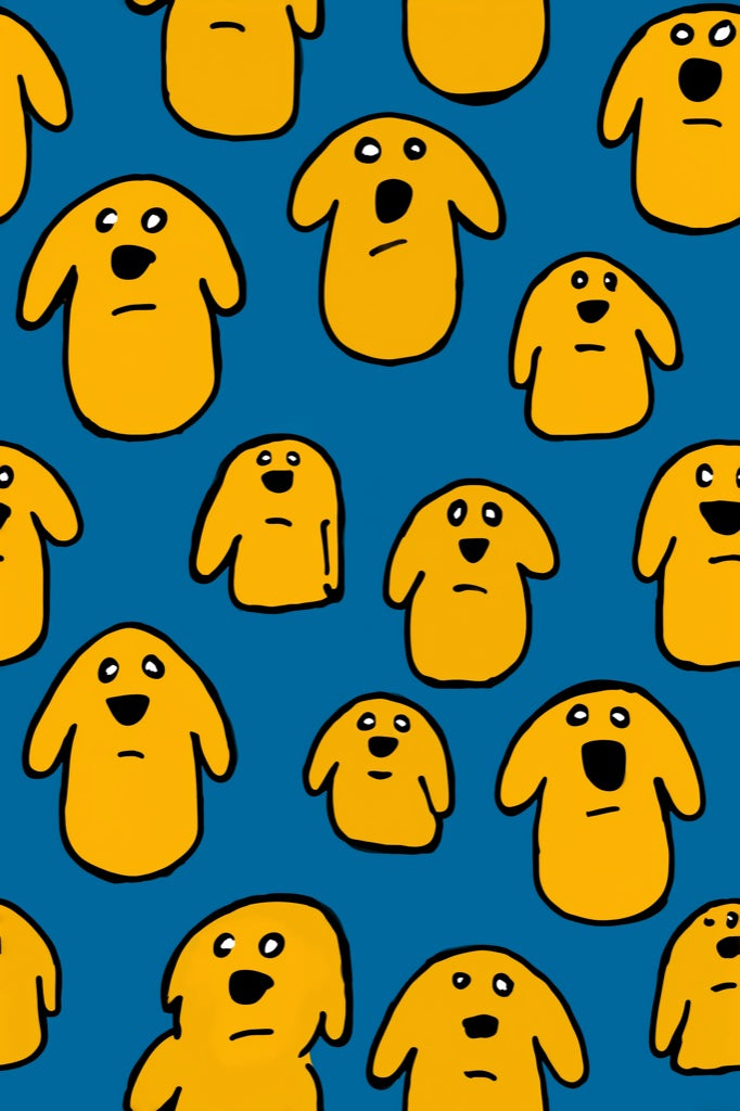 Vibrant Blue Cartoon Dog Pattern Wallpaper pattern artwork