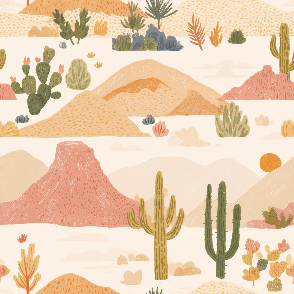 Beige Desert Landscape Kids Wallpaper pattern artwork