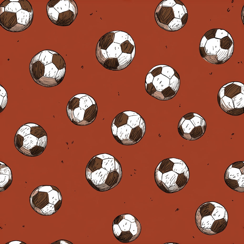 Terracotta Soccer Ball Sporty Kids Wallpaper pattern artwork
