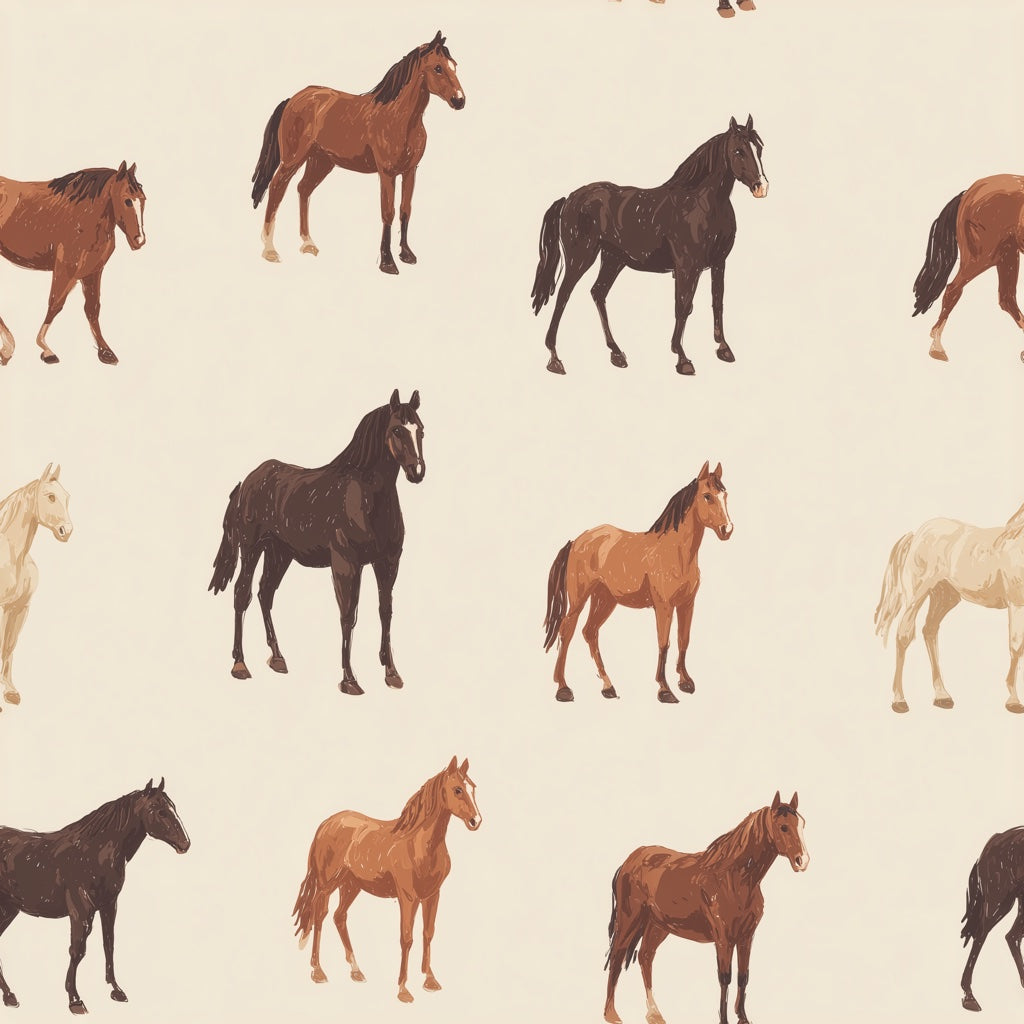 Cream and Brown Horse Pattern Wallpaper pattern artwork