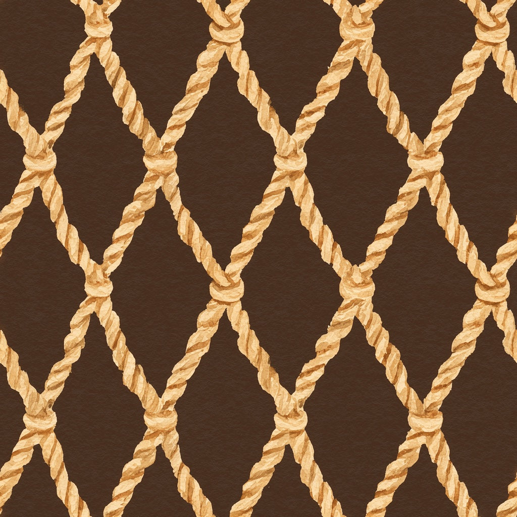 Rich Chocolate Brown Nautical Rope Pattern Wallpaper pattern artwork