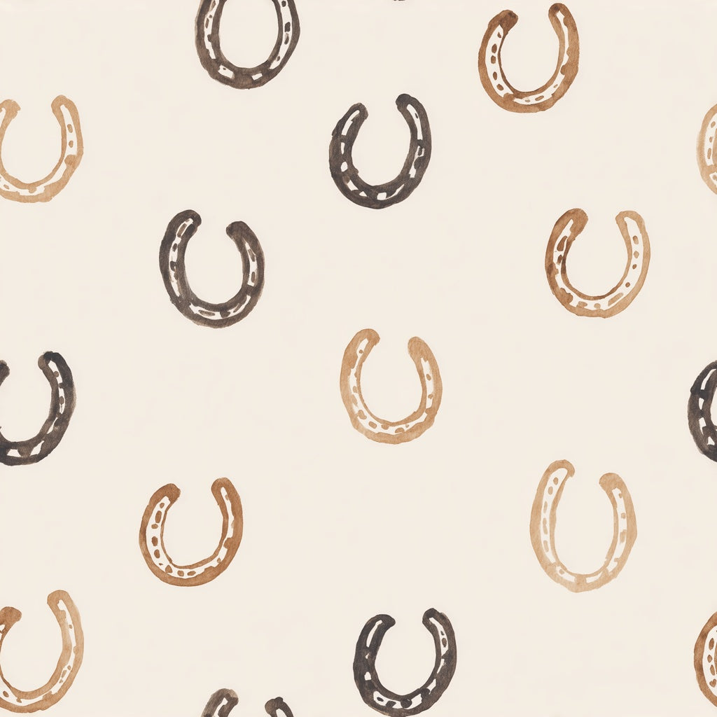 Beige and Brown Horseshoe Pattern Wallpaper pattern artwork