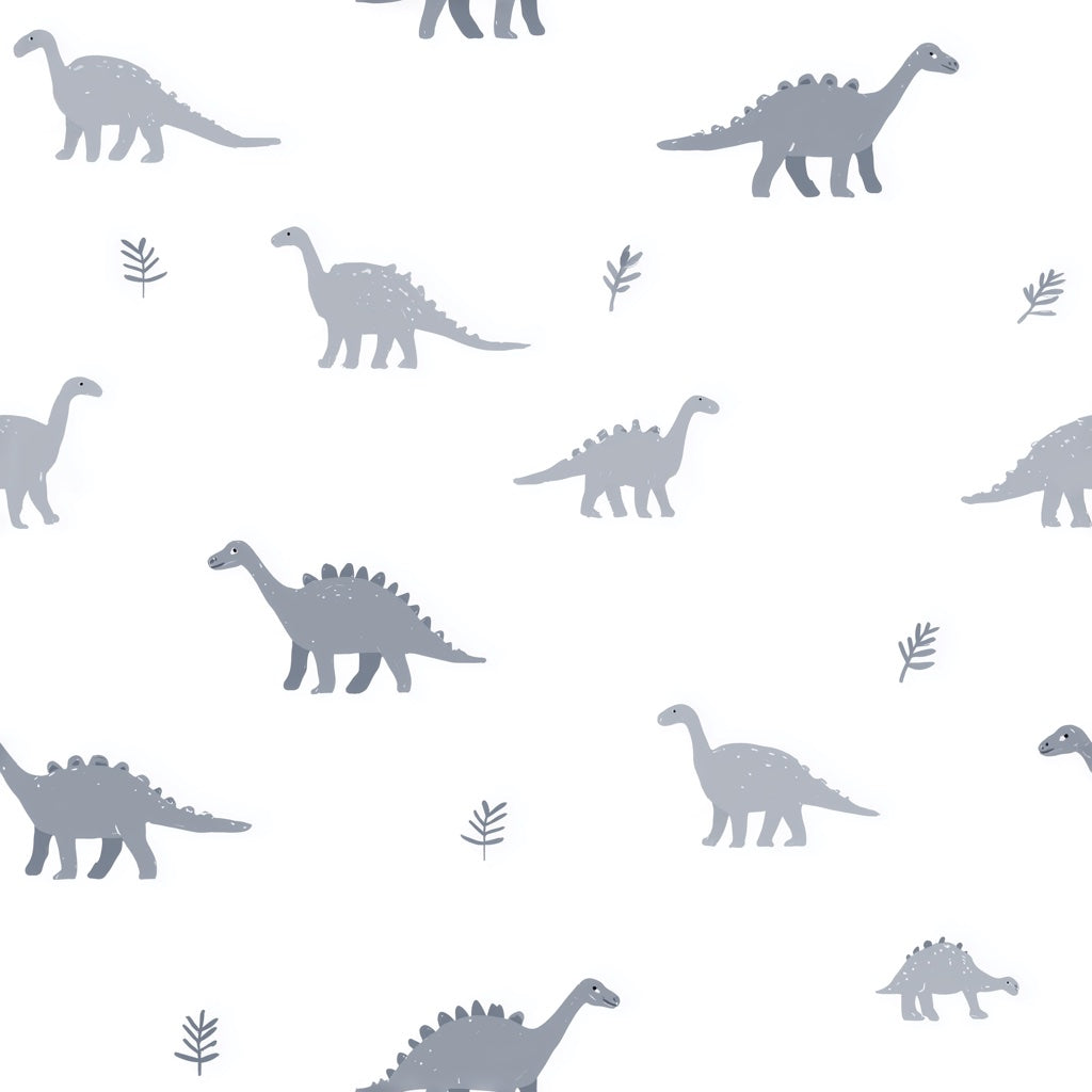 White and Gray Dinosaur Kids Wallpaper pattern artwork