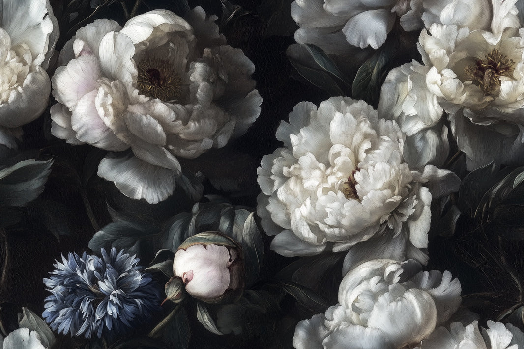 Ivory Peony Floral Drama Wall Mural pattern artwork