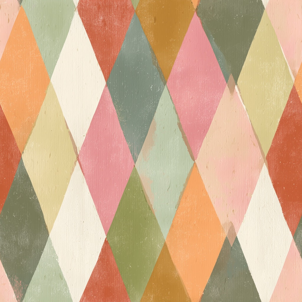 Pastel Multicolor Diamond Geometric Wallpaper pattern artwork