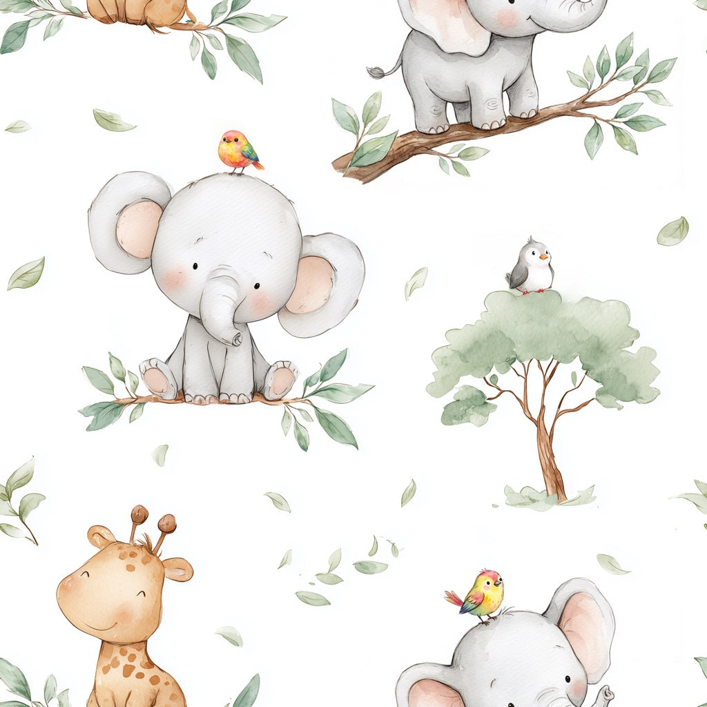 Cream Safari Animal Kids Wallpaper pattern artwork
