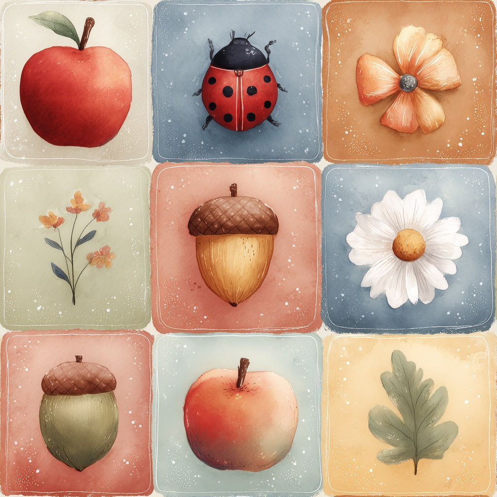 Multicolor Vintage Wildflower and Ladybug Pattern Wallpaper pattern artwork