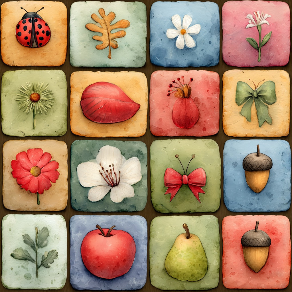 Vibrant Multicolor Nature Tile Pattern Wallpaper pattern artwork