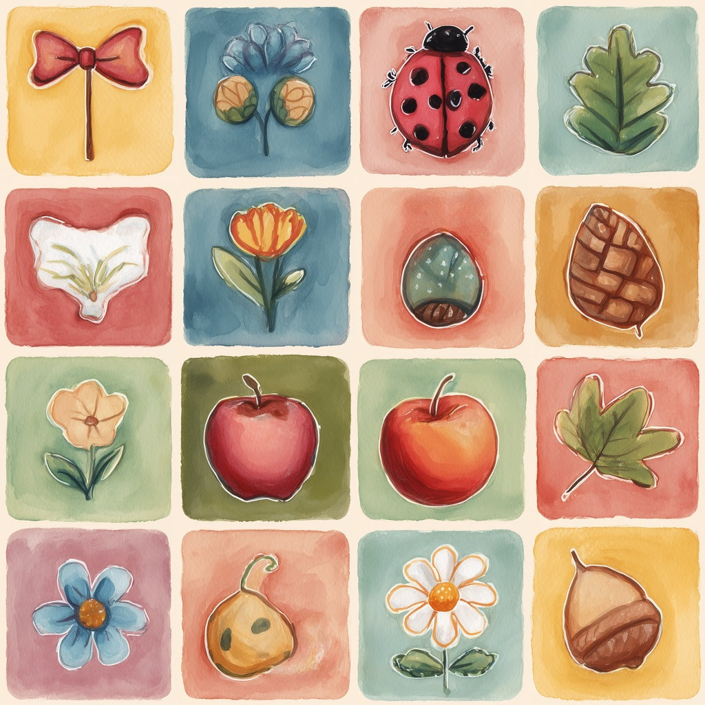 Colorful Nature Icons Children's Wallpaper pattern artwork
