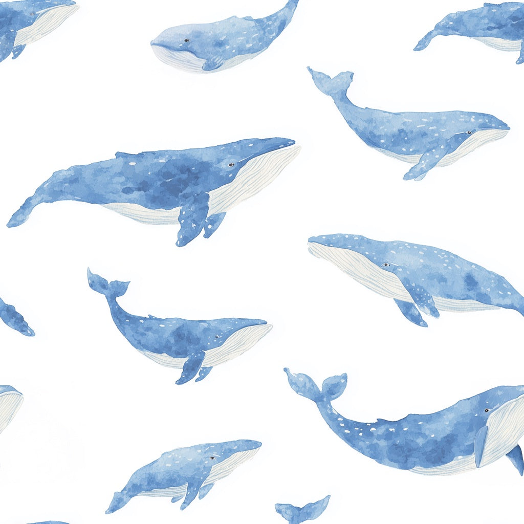 Blue Watercolor Whale Pattern Wallpaper pattern artwork