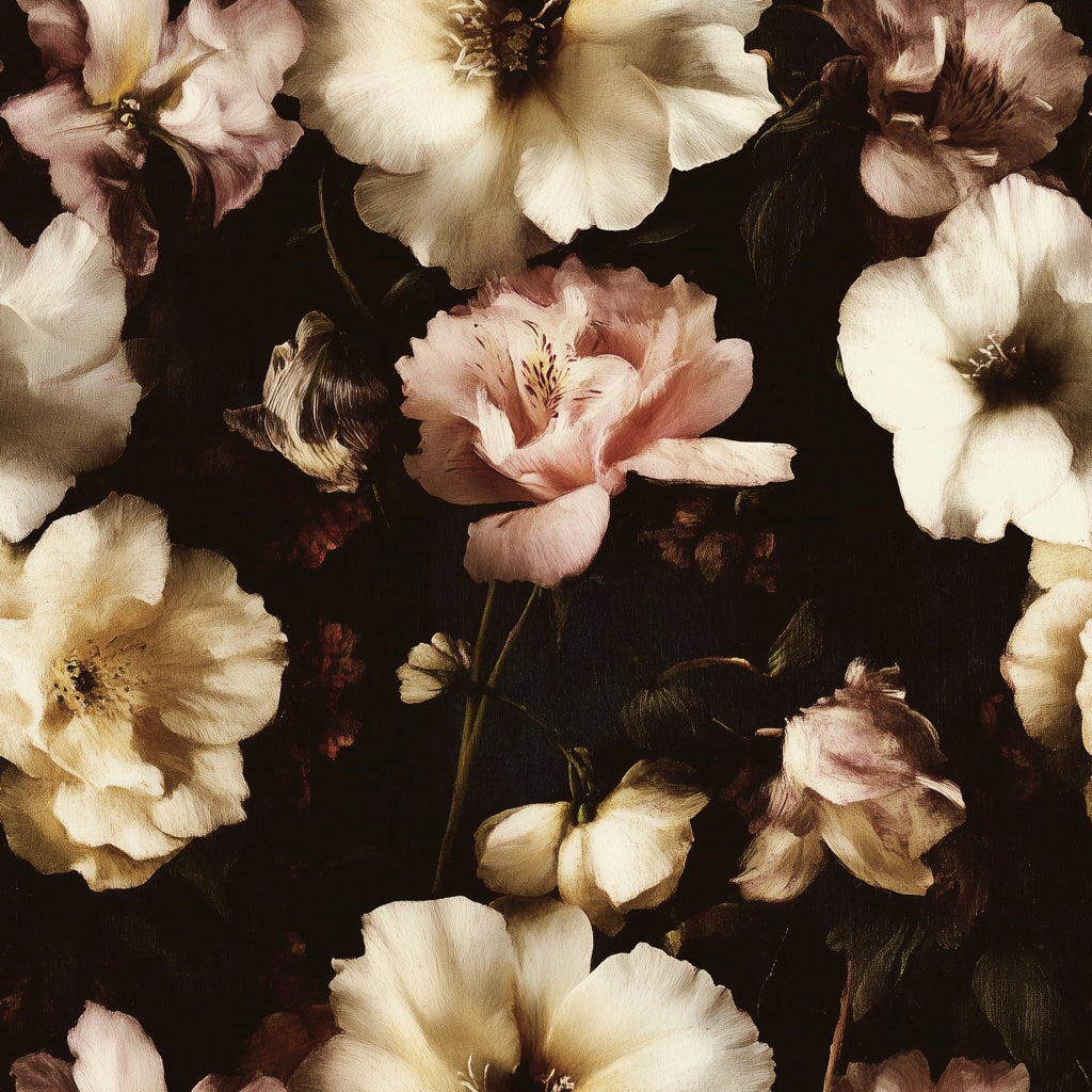 Vintage Dark Floral Bloom Wallpaper pattern artwork