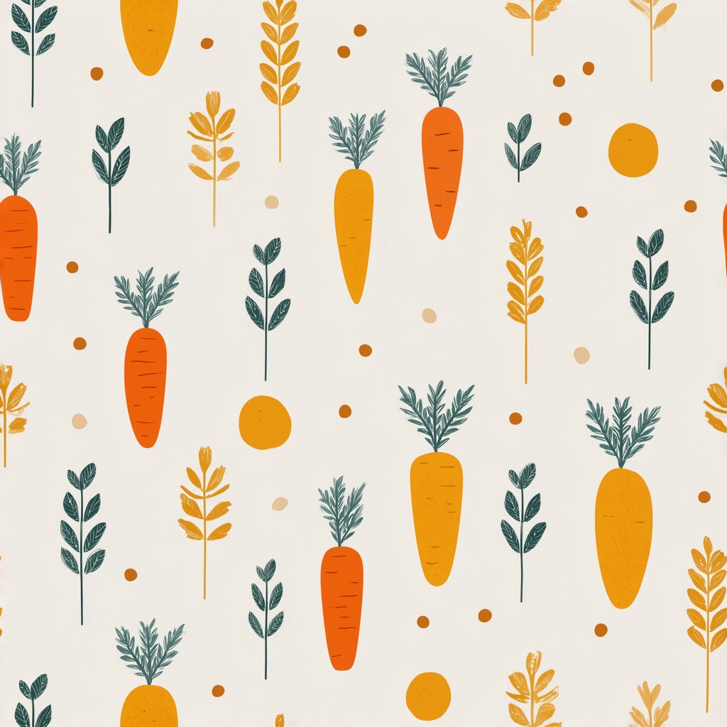 Cream and Orange Carrot Pattern Kids Wallpaper pattern artwork