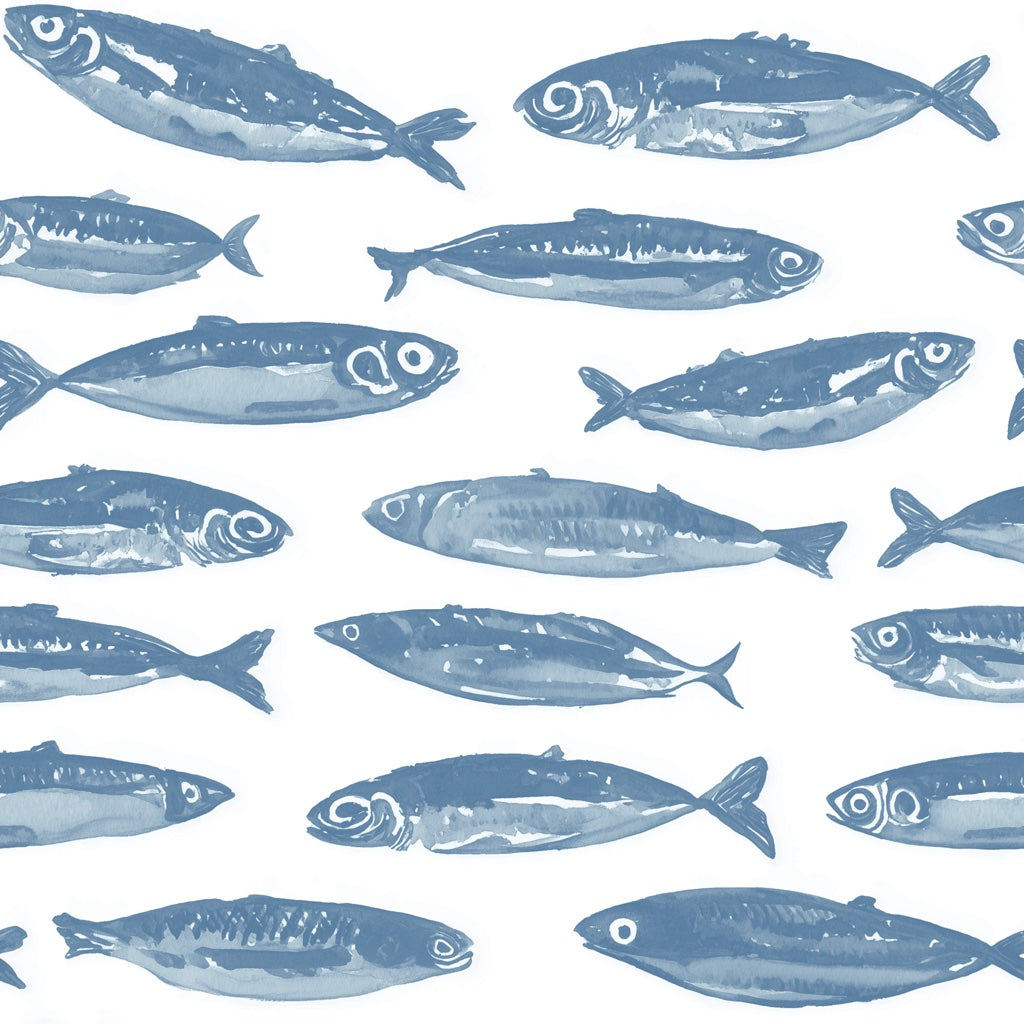 Blue Nautical Fish Pattern Wallpaper pattern artwork