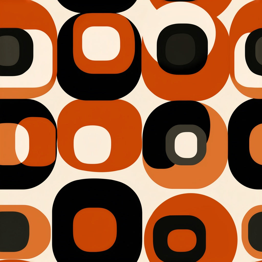 Retro Orange and Black Geometric Pattern Wallpaper pattern artwork