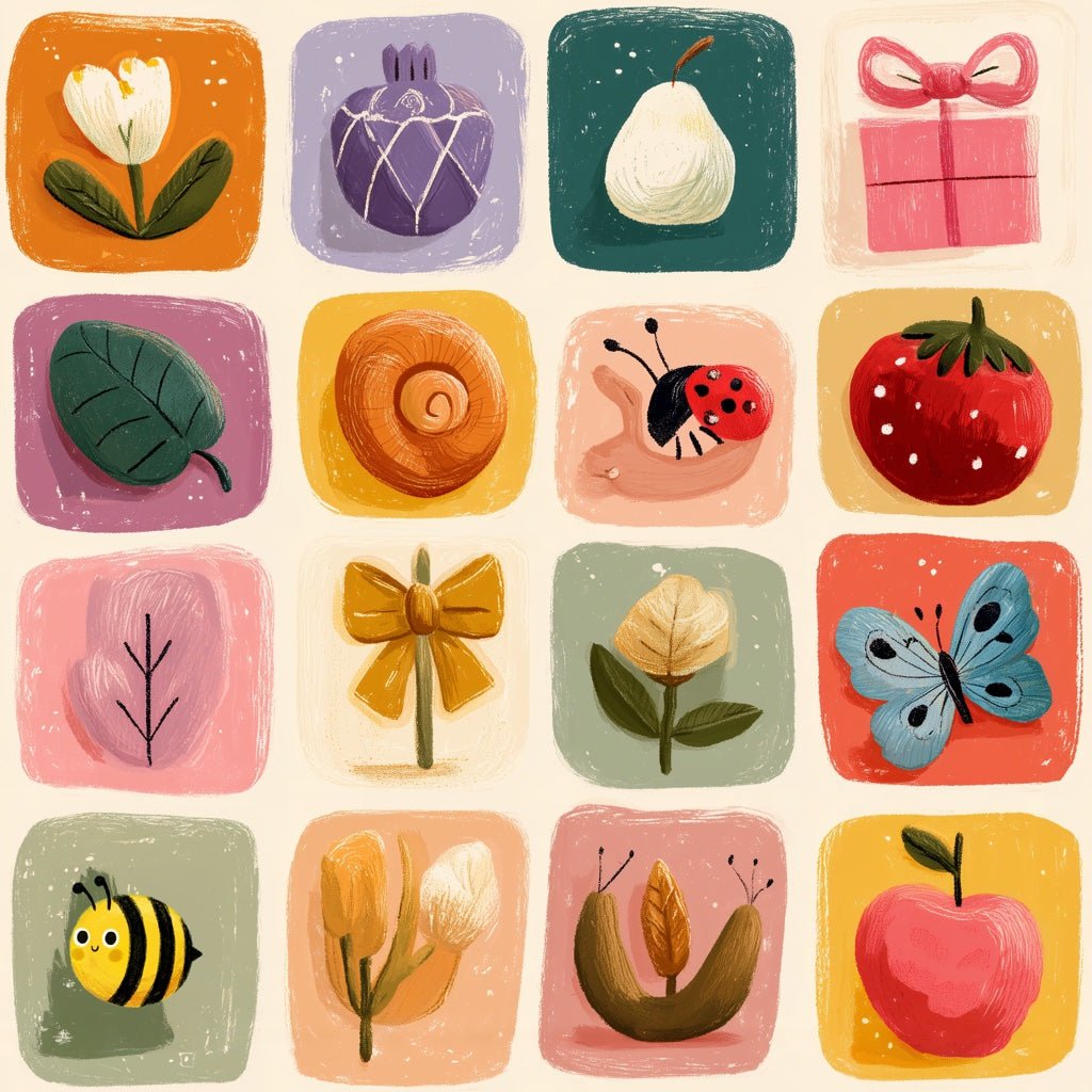 Multicolor Whimsical Floral and Animal Nursery Wallpaper pattern artwork