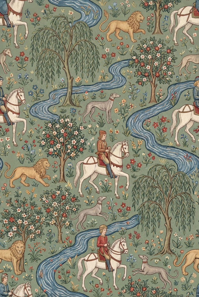 Muted Green Wallpaper Vintage Elegant Wall Mural pattern artwork