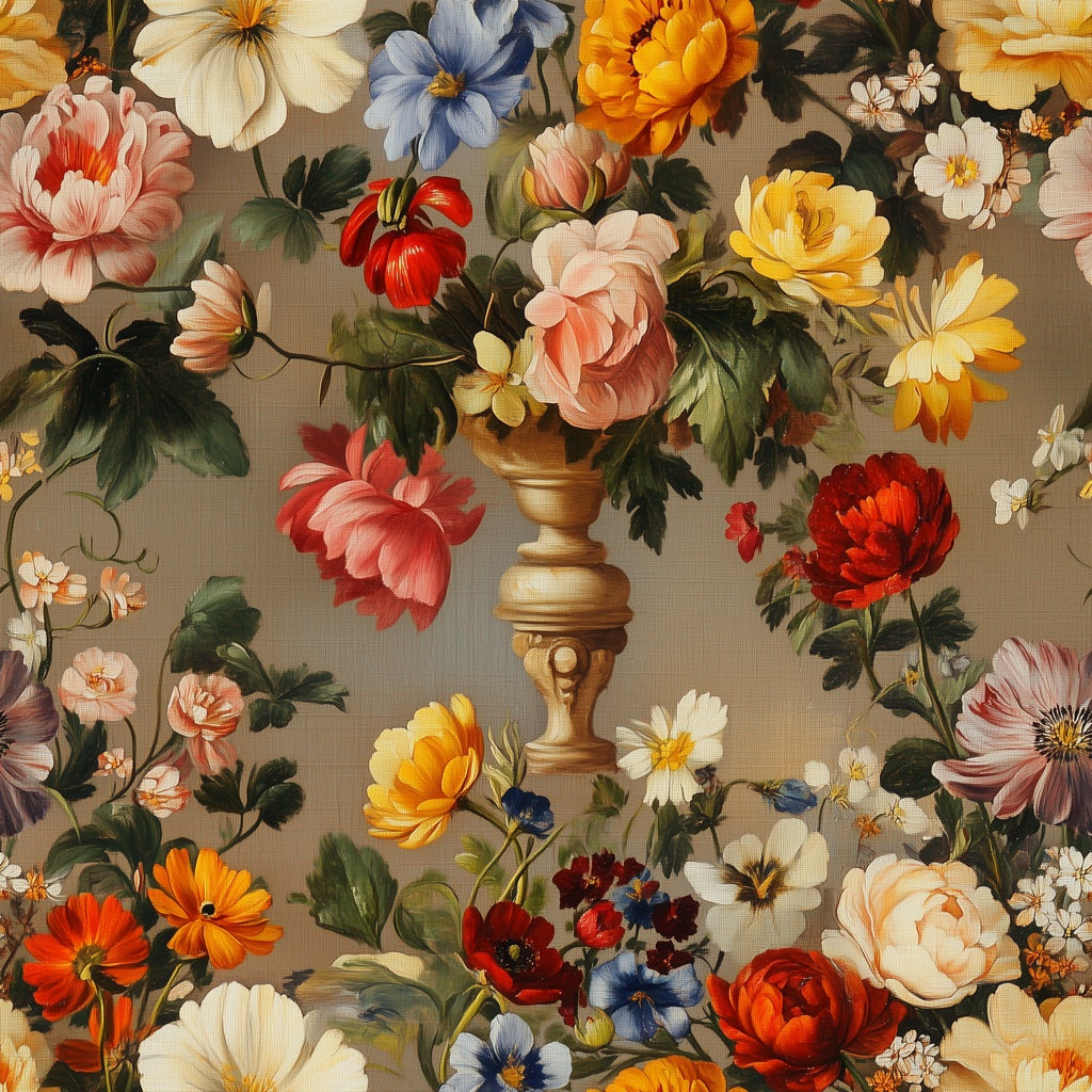 Bold Multicolor Floral Bouquet Wallpaper pattern artwork