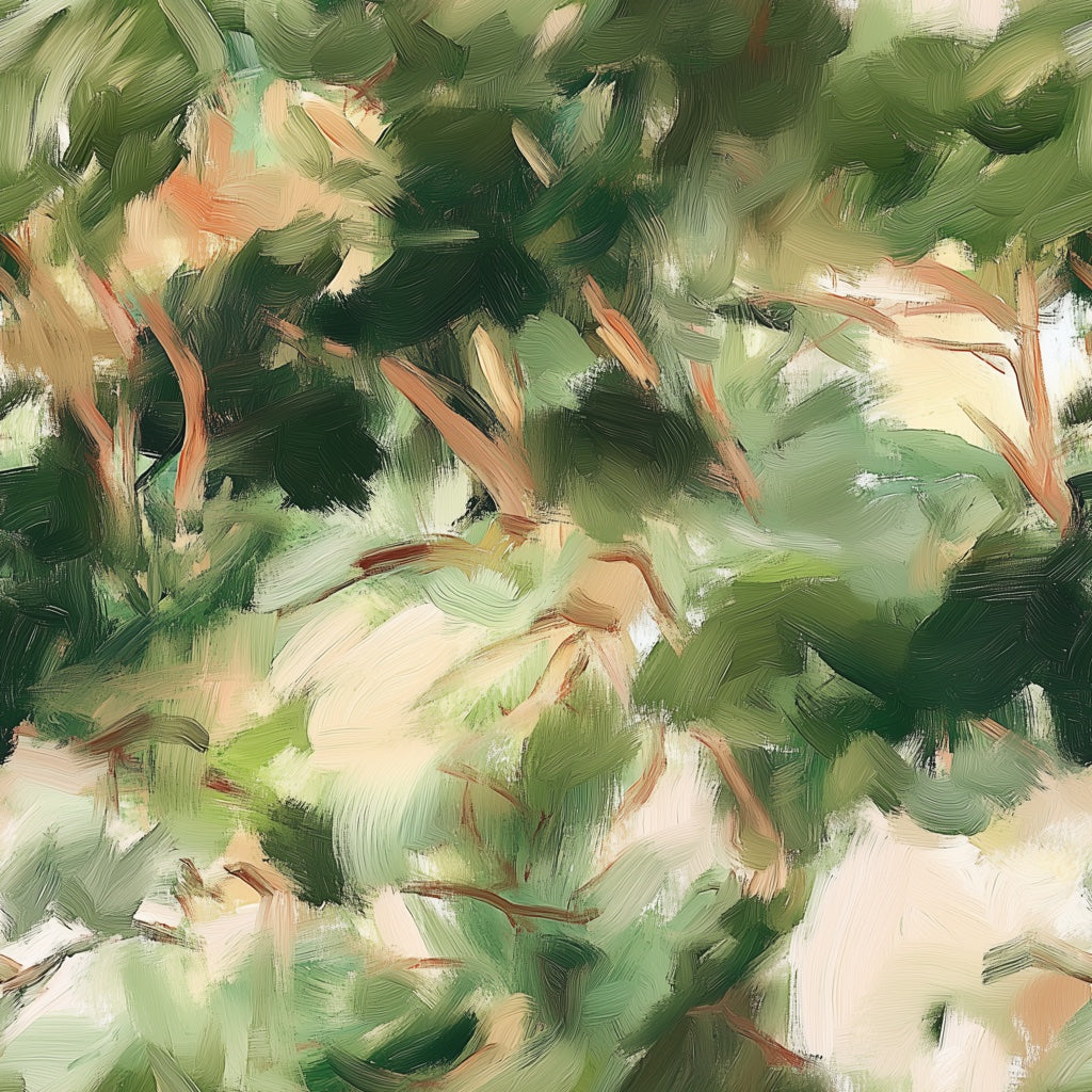 Green and Beige Abstract Leafy Brushstroke Wallpaper pattern artwork